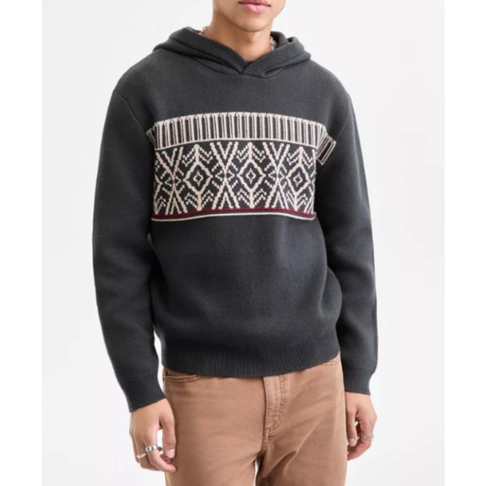 Sun+Stone Men's LongSleeve Placed Fair Isle HoodedSweater XL